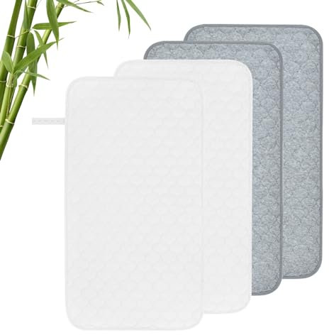 4PCS Wickelauflagen gesteppt wasserdicht Baby Windel wickeln Pad Liner waschbar wiederverwendbar Windel wechselnde Einlagen für Bassinet Kinderwagen Bett 68 x 37cm//26.5 x 14.3 Zoll