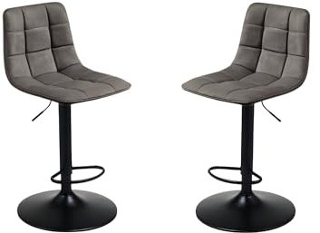 Mondo Viro Hocker-Set Sevilla aus lackiertem Metall und Sitzfläche aus Kunstleder mit Soft-Touch-Effekt (4, Anthrazit)