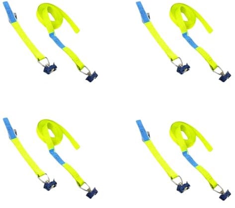 Lot de 4 Sangles d'arrimage en Deux Parties de 4 m avec Boucle de Serrage - Sangle de Fixation Rapide pour Rail d'arrimage Airline - 175 daN - Jaune