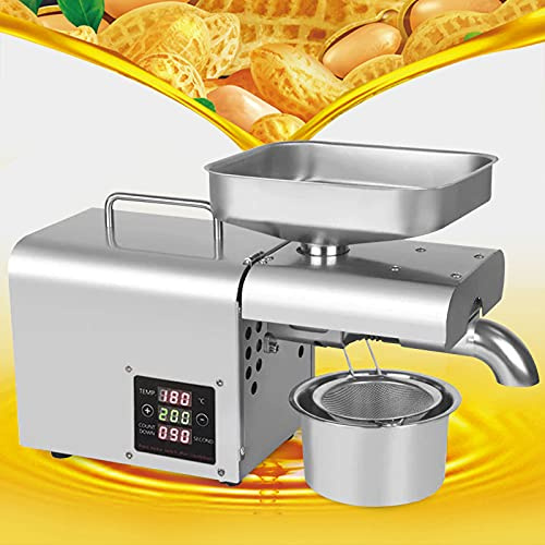 MEELRYD Automatisch Elektrische Ölpresse, 250W Temperaturkontroll Ölpresse Maschine 304 Edelstahl Ölpresse Maschine Für Flachs Erdnuss Castor Hanf Perilla Samen Canola Sesam