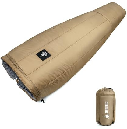 OneTigris Schlafsack 200 x 85 cm, 3 Jahreszeiten Deckenschlafsack UL 1,0 kg für Camping, Wandern, Outdoor Aktivitäten (Kojote Braun)