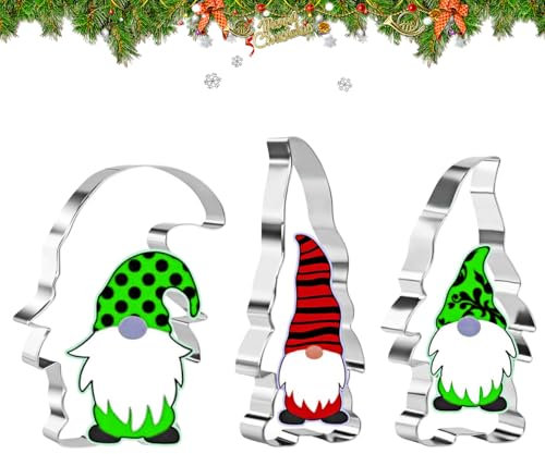 3 Stück Wichtel Ausstecher,Ausstechformen Zwerg,Ausstechformen Wichtel,Ausstechformen Weihnachten Wichtel,Ausstechformen Edelstahl,Weihnachtsmann Keksausstecher,für Keks Plätzchen