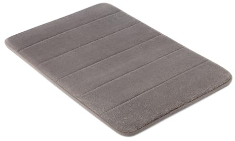 Amazon Basics Flauschiger Memory-Schaumstoff Badematte - Rutschfester Badteppich, Extra Weich, Saugfähig, Schnelltrocknend, Waschbarer Badvorleger für Badezimmer, 43x61cm, Dunkelgrau