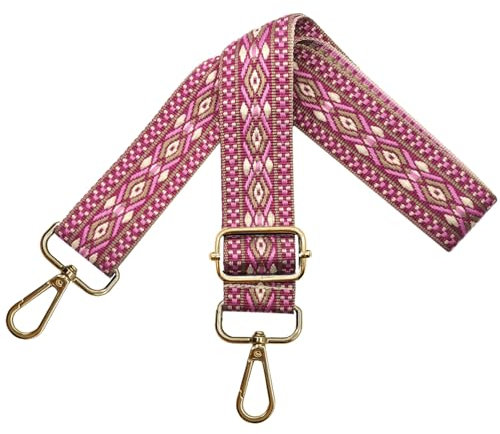 Verstellbarer Schultergurt für Taschen Damen Tragegurt, Taschengurte zum Wechseln, Taschengurt Breit 3.8cm mit Gold Karabiner, Schulterriemen für Schultertasche Handtaschen, Rosa, N17