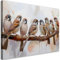 Feeby Leinwandbilder - Deko Bilder - Vögel auf einem Zweig Braun - Canvas 120x80 cm XXL 1tlg- Wandbilder Schlafzimmer - Aesthetic Room Decor - Modern Wanddeko - Bild auf Leinwand - Fertig Gespannd