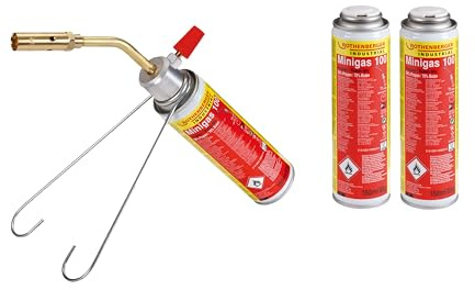 ROTHENBERGER Industrial Lötbrenner inkl. 3x Mini Gaskartusche 150 ml / 85 g | Gasbrenner | Schweißbrenner | Arbeitstemperatur 650°C | 7/16“ EU