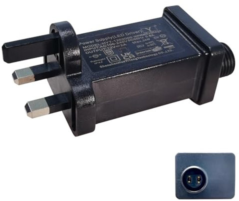 Wirafix Transformer Plug for Christmas Lights, 12v 24w Led Transformer, IP44 Waterproof Replacement Plug, Indoor Outdoor Lights Power Supply for Xmas Lights, Net Lights, Icicle Lights, Fairy Lights