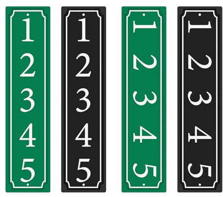 Custom Reflective Address Plaque, Personalized Aluminum House Number Sign for Mailbox, Home, Street, or Outdoor Use, Vertical Address Plate with High-Visibility Numbers & Two Screws, Black or Green