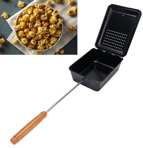 Handwerkspopcorn Grillschale, Manuelle Popcornpfanne mit Holzgriff, Hergestellt aus Premium -Eisen Zum Kochkochen, Sogar Wärmeverteilung für Köstliche Snacks