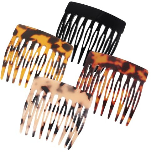 4 Stück Haar Seitenkämme Mini Einsteckkamm French Hair Comb Spaltzahn Steckkamm Lamellenkamm Haar Styling Zubehör für Damen Haarkämme Zum Stecken Haare