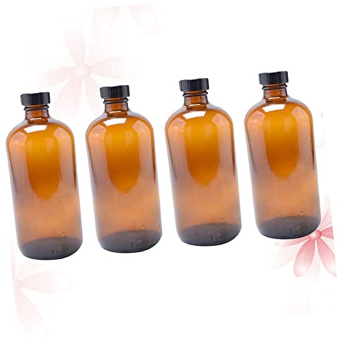 Alipis 4pcs 60ml Brown round Glass Bottle Refillable Classic Style