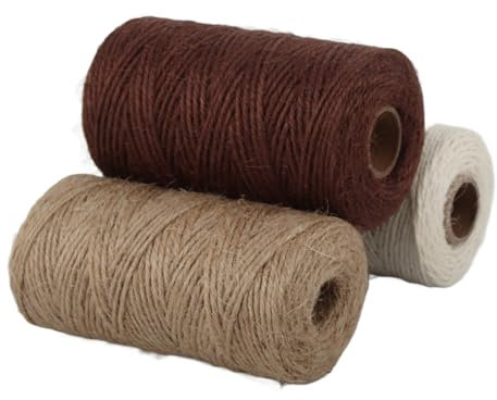 3pcs Jute -Seil, 2 Mm Dickes, Knuspriges DIY -Verpackungsfaden, für das Gegenwärtige Handwerk, Häkeln und Bindung, 100 M Länge, 3 Farben, Handwerksliebhaber, Wickelgläser, Flaschen, Gläser