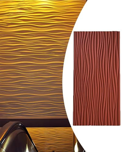 Elitix Wave Design Textured 3d Wall Panels Interior Decorative, Tv Background Wall Covering Panels for Apartment Bedroom, Cement Texture Wall Panels(Red,2pcs)