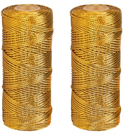 Cordoncino metallico da 1,5 mm, 100 m, non elastico, per fai da te, per Natale, confezioni regalo, fai da te (2 pezzi oro)