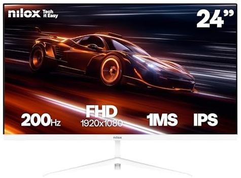 Nilox NXM24FHD2001 Monitor Gaming 23,8'' Full HD IPS, Frecuencia 200 Hz, Tiempo de Respuesta 1 ms, Salida de Audio 3,5 mm, Conexiones HDMI/DP, VESA 75×75 mm