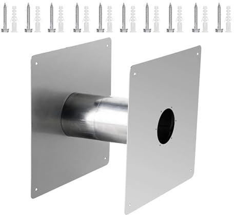 Pelletofen-Wand-Fingerhut – Edelstahl, 20 cm, Dehnschraube, sichere Passform, Schild, Edelstahl, Heizung für sichere Entlüftung, Innenschutz für zuverlässige Leistung