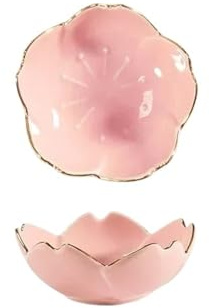 HYFEUOKF Petite assiette en céramique de fleurs de cerisier, décor de bol d'huile essentielle(1pc Pink)
