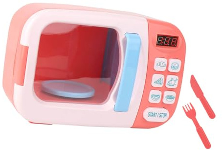 Picysa Juego de Juguetes para Horno Microondas para Niños con Música y Bandeja Giratoria para Juegos Imaginativos, Material ABS Seguro, Regalo de Cumpleaños Niños (Rosa)