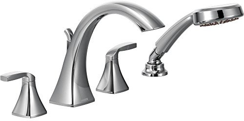 Moen T694 Voss Two-Handle High Arc Roman Tub Faucet Includes Hand Shower, Chrome by Moen