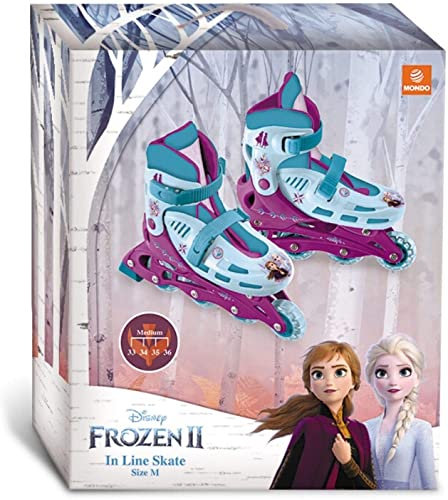 Mondo Toys - Patines en línea Frozen II Design - Patines en línea Ajustables - Ruedas de PVC - Rodillo para niño/niña - Talla M/mis. 33/36-28314