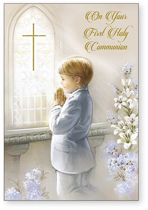 'Boys On Your First Holy Communion Card Gold Embossed C28125 BOY