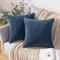 MIULEE 2er Set Kissenbezüge Kord Kissenhülle Dekorative Kissenbezug Sofakissen Couchkissen Dekokissen Zierkissenbezug Deko Kissenhülle mit Verstecktem Reißverschluss 45x45 cm Dunkelblau