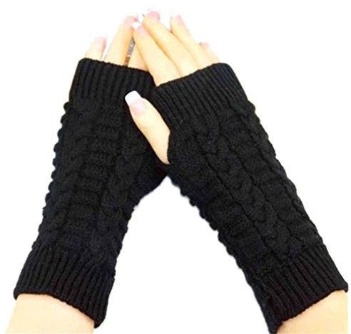 TUDUZ Unisex Winter Gestrickte Handgelenk Arm Handwärmer Strick Lange Ärmel Fingerlose Handschuhe Fäustlinge für Damen Herren Presents/Christmas Gifts (A)
