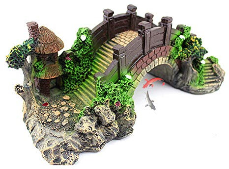 Aquarium Deko Höhle Aquarium, das dekorative Brücke landschaftlich gestaltet Baumstamm Holz Polyresin Landschaft 14,5 * 5,5 * 6CM