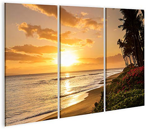 islandburner Bild auf Leinwand Schöner Tropischer Sonnenuntergang Am Kaanapali Strand In Maui Hawaii Bilder Wandbilder Poster