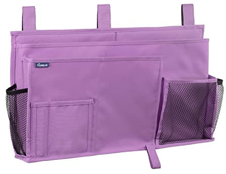 Surblue Nachttisch Caddy Hängebett Organizer Aufbewahrungstasche Tasche für Etagen-und Krankenhausbetten, Studentenwohnheime, Babybettgitter, Lager 8 Taschen (Lila)