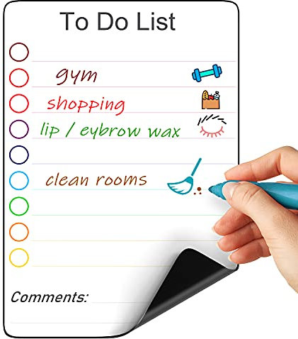 Dry Erase Magnetic to Do List for Fridge (A5 Size 15x21 cm) - Lined Small Magnetic Whiteboard Sheet for Fridge to Do List Magnetic Small Magnetic Planning Board Wipe Board Daily Planner Chores