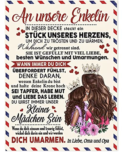 Kuscheldecke Personalisierte Decke An Meine Enkelin,Oma und Opa zu Enkelin Decke, Deutsche Flanell Briefdecke,Positiv Ermutigen Wohndecke für Couch Bett Tv-Decken Geschenke,An meine Enkelin,150x200cm