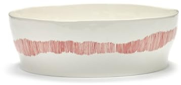 Salad Bowl Feast L28,5 X W28,5 X H9,5 cm White Swirl-Stripes Red
