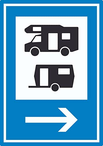 Wohnmobil- und Wohnwagenplatz rechts Aufkleber A4 (210x297mm)