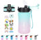 GOPPUS 350ml/12oz Bouteilles d'eau pour Enfants avec Paille Sans BPA pour L'école Tritan Fille Garçon Bouteille d'eau de Sport Réutilisable pour Tout-petit avec Marquage de l'heure Avec 2 Couvercles