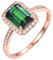 WHOIY Echter Goldschmuck 18K Rotgold Eheringe, 4 Krallen Rechteck Turmalin 2.21ct mit 0.2ct Diamant Damen Ringe, Geschenke für Frauen Weihnachten, Rose Gold, Gr.62 (19.7)