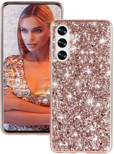 Hülle A54 Handyhülle für Samsung Galaxy A54 5G Hülle Glitzer Bling Sparkle Stoßfest Anti-Kratzer Ganzkörper 360 Grad Schutzhülle für Samsung A54 Hülle Ultra Dünn TPU Handyhülle Cover Case (Roségold)