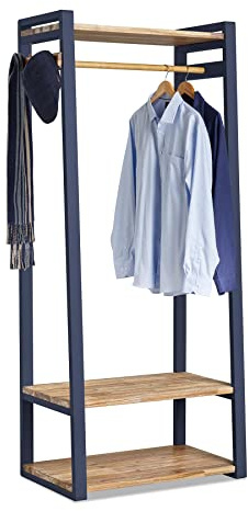 Statement Furniture Florence Open Wardrobe. Navy Blue Wooden Clothes Rail. Bedroom Wardrobe Hallway Storage