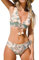CUPSHE Damen Bikini Set V Ausschnitt Schnürung Mid Waist Reversible Bikinihose Zweiteiliger Badeanzug Swimsuit Paisley Print S