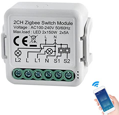 for ZIGBEE Smart Dimmer Light Switch Module, 2 Gang LED Relay Module for Smart Life for TUYA App Remote Control