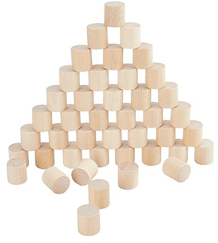 nbeads 100 Stück Hölzerne Zylinder, 2×2 cm Unvollendete Runde Holzstöcke Buchenholz Bastelstöcke Runde Säulen Zum Bauen Schnitzen DIY Handwerk Malerei Haus Und Garten Dekoration