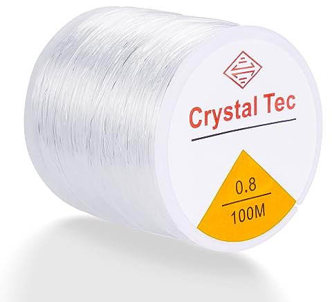 Filo di Perline Trasparente, 0.8mm 100m Elastici per Braccialetti, Filo Elastico per Bracciali, Filo Elastico di Cristallo, per DIY Gioielli, Perline, Bracciali, Artigianato, Collane