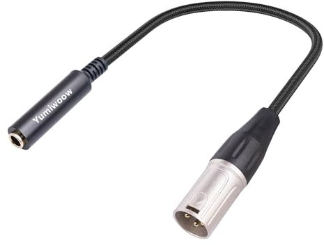 Yumiwoow XLR Male to 1/4 Female Cable, 3 Pin Male to 6.35mm Socket Audio Cord, XLR Plug to TS/TRS Quarter inch Adapter Connector Converter Metal Construction 30CM/1FT