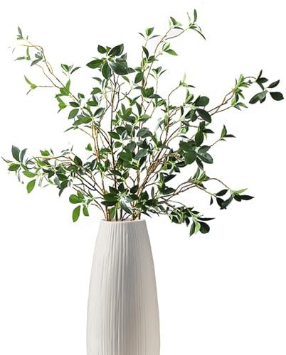 Tuxiaobu 28 Künstliche Eukalyptus Zweige Blätter Äste Deko für Bodenvase, Kunstpflanzen Groß Wie Echt, Plastik Mistelzweig Pflanze Girlande Korkenzieherhasel Zweige Künstlich (3 Stück)