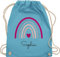 Turnbeutel Rucksack - Regenbogen Regenbögen - Unisize - Hellblau - beutel kindergarten schule sportbeutel rainbow sophia turnsack name schulbeutel personalisierte herz beuteltasche mädchen