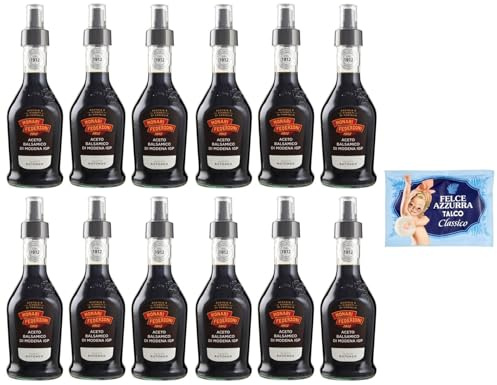 12er-Pack Monari Federzoni Aceto Balsamico di Modena I.G.P.Gusto Rotondo,Spray Balsamico-Essig aus Modena I.G.P.,250ml Glasflasche + 1er-Pack Kostenlos Felce Azzurra Talkumpuder, 100g-Beutel