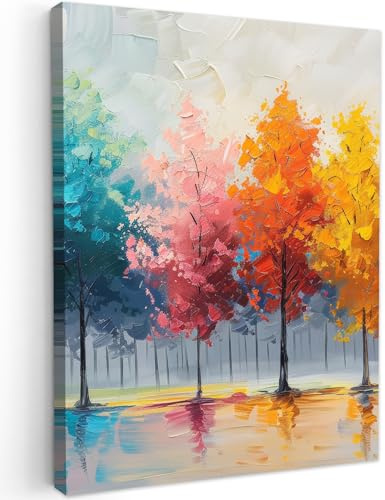 MuchoWow© Leinwandbild Dekoration Wohnzimmer Bilder Pictures Wall - Kunst | 30x40 cm - Decoration Living Room Wohnungs Deko Moderne Bild Bäume - Aquarell - Pastell