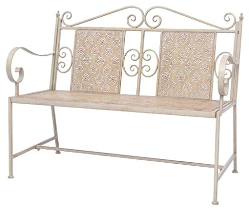 AUUIJKJF Home Outdoor OthersGartenbank 115 cm Stahl Vintage Weiß