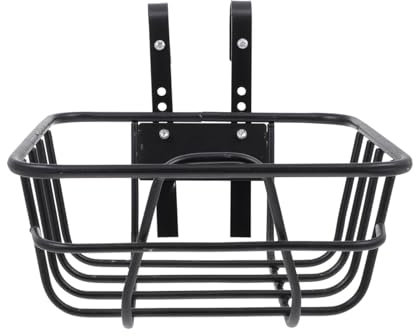 Dickly Cestino Anteriore per Bicicletta in Filo Metallico con Ganci o, Forte capacità di carico, Nero Senza Copertura, Bici da Uomo e da Donna,