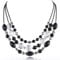 FULU AUTUMN Perlen Statement Kette Damen Silber Mehrreihig Perlenkette Chunky Bunt Modeschmuck Valentinstagsgeschenk für Sie(Black)